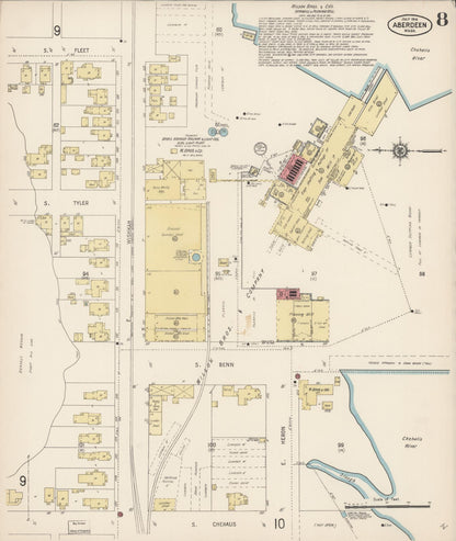 Sanborn Fire Insurance Map from Aberdeen, Grays Harbor County, Washington (1914), Sheet #0008 - Complete Map Set gallery image, historic Sanborn map, vintage wall art, Washington Washington
