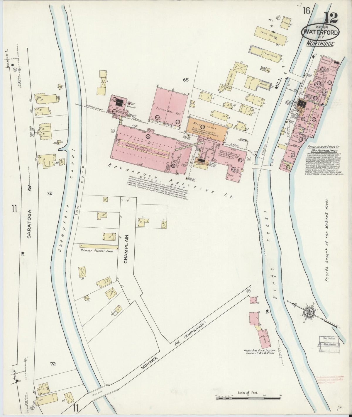 Sanborn Fire Insurance Map from Waterford, Saratoga County, New York (1914), Sheet #0012 - Complete Map Set gallery image, historic Sanborn map, vintage wall art, New York New York