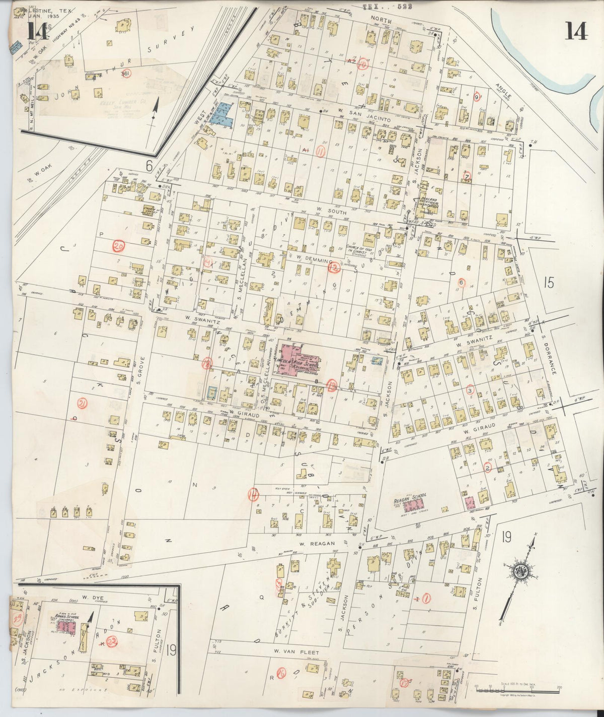 Sanborn Fire Insurance Map from Palestine, Anderson County, Texas (1949), Sheet #0014 - Complete Map Set gallery image, historic Sanborn map, vintage wall art, Texas Texas