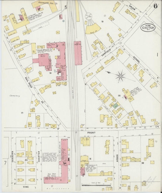 Sanborn Fire Insurance Map from Exeter, Rockingham County, New Hampshire (1898), Sheet #0006 - Historic Sanborn Fire Insurance Map Print, vintage old map wall art, antique decor, genealogy gift, New Hampshire New Hampshire map