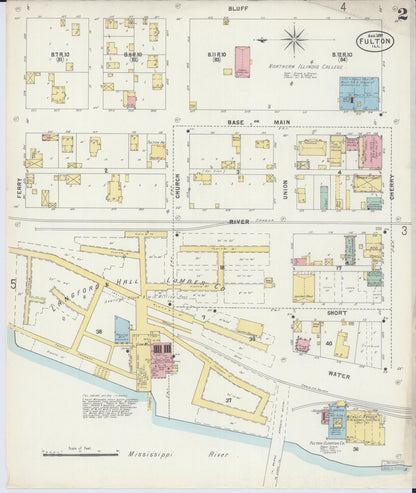 Sanborn Fire Insurance Map from Fulton, Whiteside County, Illinois (1897), Sheet #0002 - Historic Sanborn Fire Insurance Map Print, vintage old map wall art, antique decor, genealogy gift, Illinois Illinois map