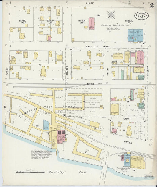 Sanborn Fire Insurance Map from Fulton, Whiteside County, Illinois (1897), Sheet #0002 - Historic Sanborn Fire Insurance Map Print, vintage old map wall art, antique decor, genealogy gift, Illinois Illinois map