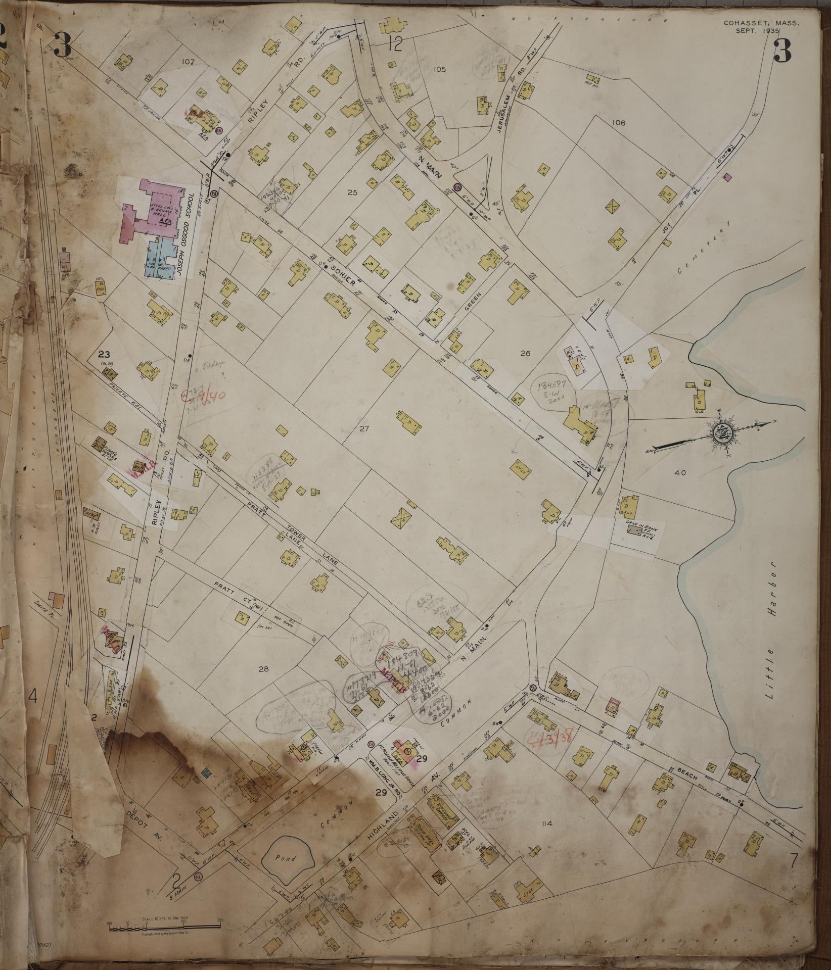 Sanborn Fire Insurance Map from Cohasset, Norfolk County, Massachusetts (1963), Sheet #0003 - Complete Map Set gallery image, historic Sanborn map, vintage wall art, Massachusetts Massachusetts