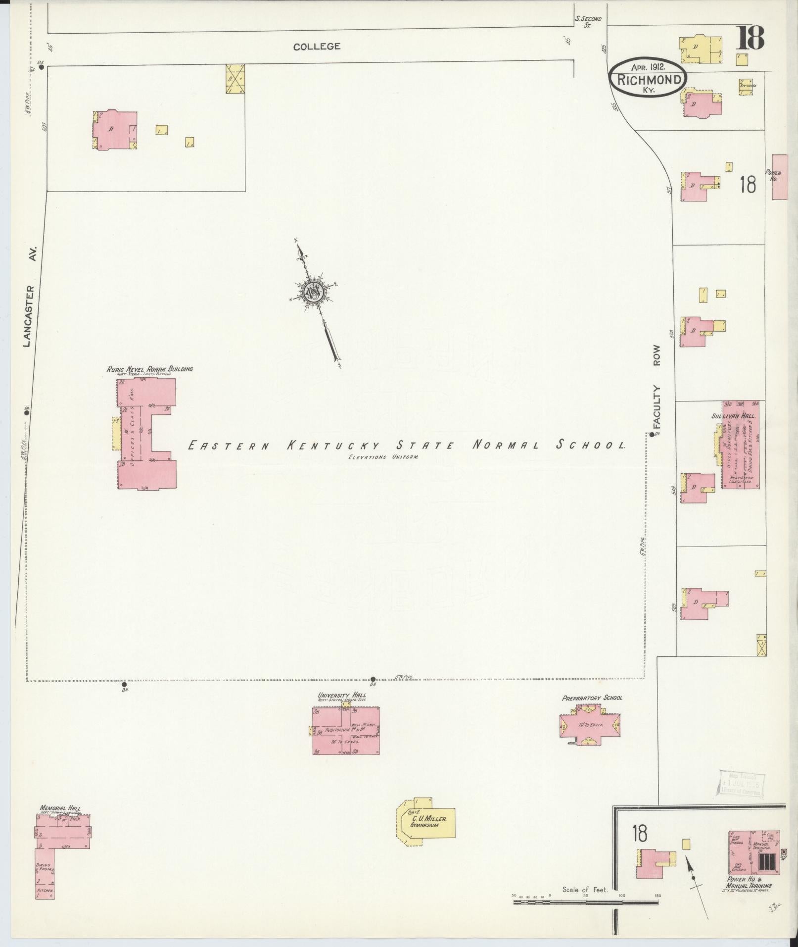 Sanborn Fire Insurance Map from Richmond, Madison County, Kentucky (1912), Sheet #0018 - Historic Sanborn Fire Insurance Map Print, vintage old map wall art, antique decor, genealogy gift, Kentucky Kentucky map