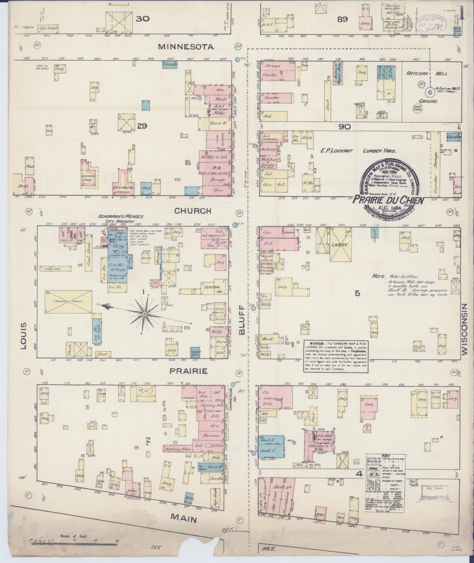 Sanborn Fire Insurance Map from Prairie du Chien, Crawford County, Wisconsin (1884), Sheet #0001 - Complete Map Set gallery image, historic Sanborn map, vintage wall art, Wisconsin Wisconsin