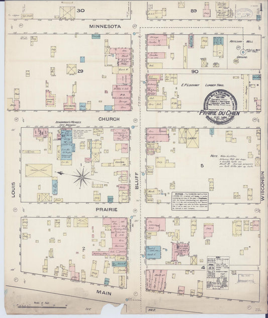 Sanborn Fire Insurance Map from Prairie du Chien, Crawford County, Wisconsin (1884), Sheet #0001 - Complete Map Set gallery image, historic Sanborn map, vintage wall art, Wisconsin Wisconsin