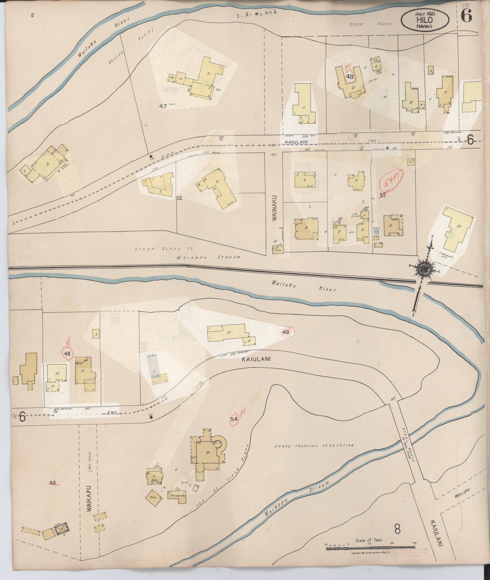 Sanborn Fire Insurance Map from Hilo, Hawaii County, Hawaii (1957), Sheet #0006 - Historic Sanborn Fire Insurance Map Print
