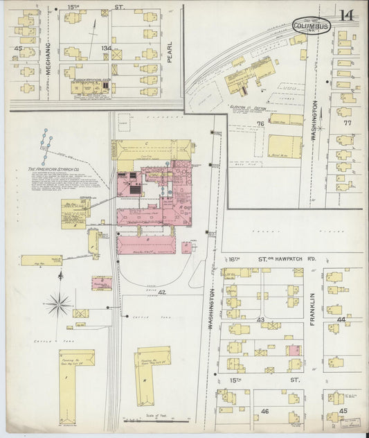 Sanborn Fire Insurance Map from Columbus, Bartholomew County, Indiana (1892), Sheet #0014 - Historic Sanborn Fire Insurance Map Print, vintage old map wall art, antique decor, genealogy gift, Indiana Indiana map