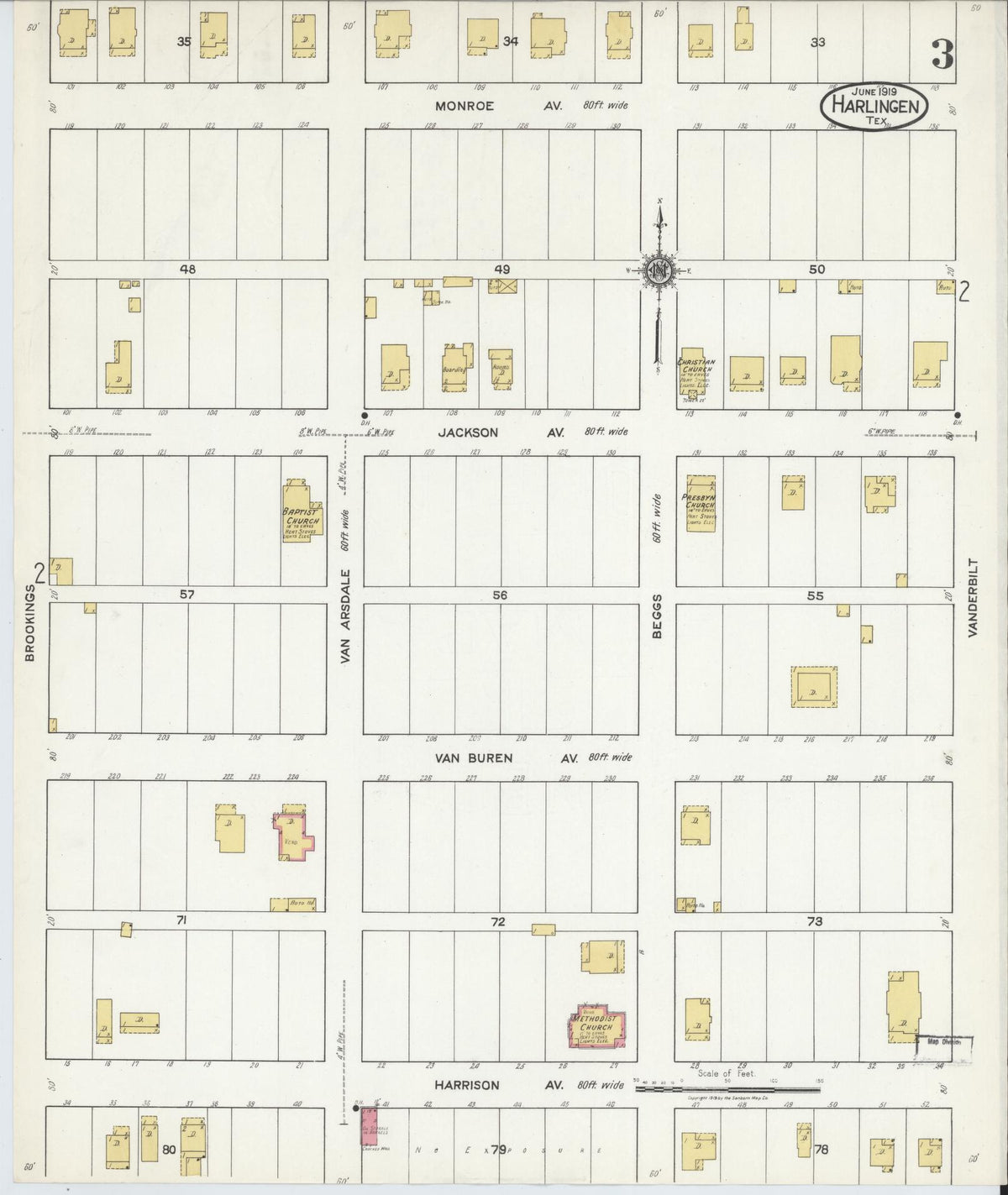 Sanborn Fire Insurance Map from Harlingen, Cameron County, Texas (1919), Sheet #0003