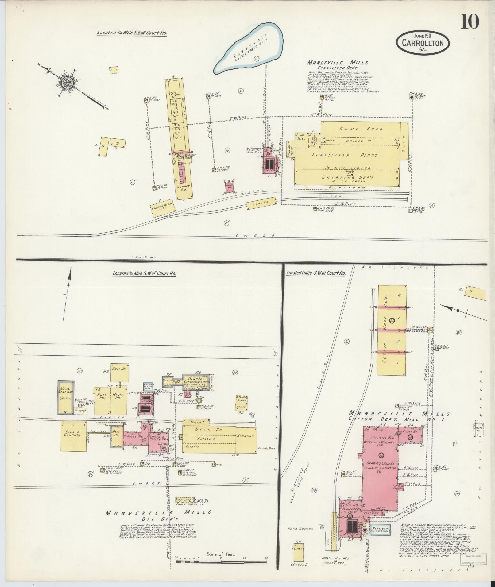 Sanborn Fire Insurance Map from Carrollton, Carroll County, Georgia (1911), Sheet #0010 - Complete Map Set gallery image, historic Sanborn map, vintage wall art, Georgia Georgia