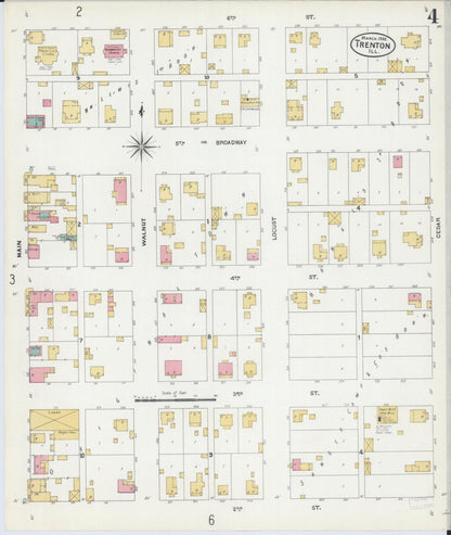 Sanborn Fire Insurance Map from Trenton, Clinton County, Illinois (1906), Sheet #0004 - Historic Sanborn Fire Insurance Map Print, vintage old map wall art, antique decor, genealogy gift, Illinois Illinois map