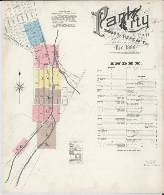 Sanborn Fire Insurance Map from Park City, Summit County, Utah (1889), Sheet #0001 - Complete Map Set gallery image, historic Sanborn map, vintage wall art, Utah Utah