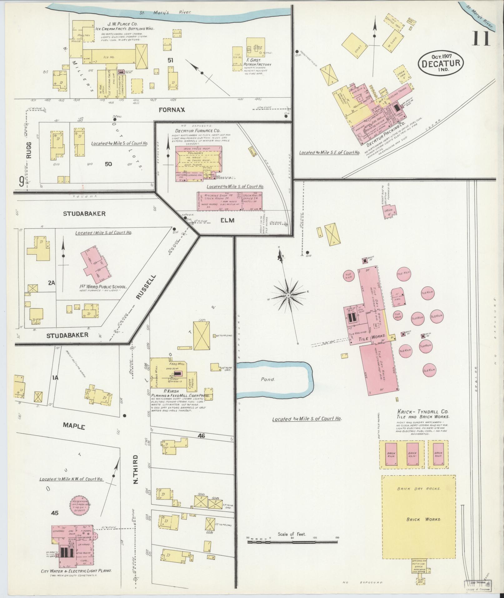 Sanborn Fire Insurance Map from Decatur, Adams County, Indiana (1907), Sheet #0011 - Complete Map Set gallery image, historic Sanborn map, vintage wall art, Indiana Indiana