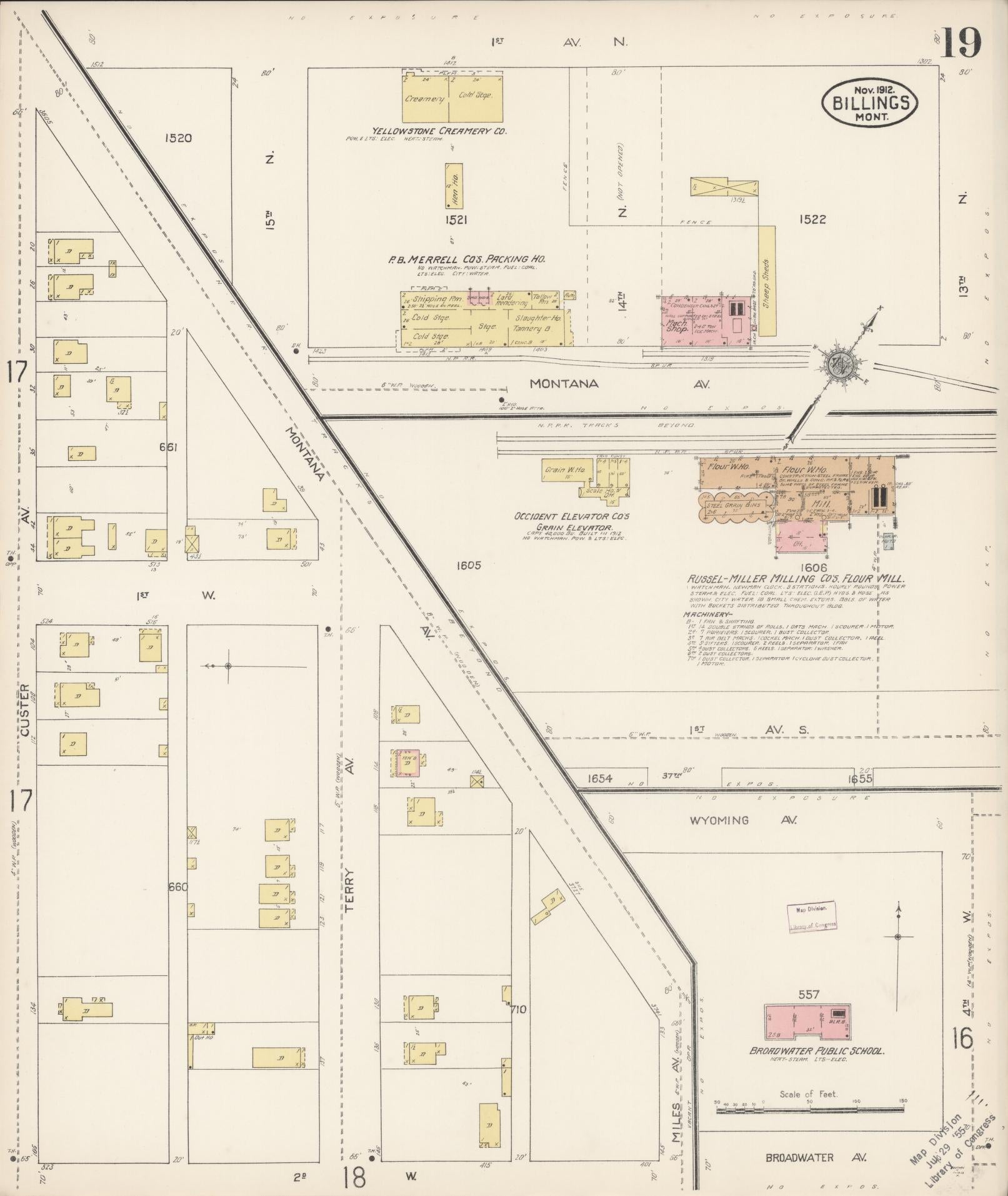Sanborn Fire Insurance Map from Billings, Yellowstone County, Montana (1912), Sheet #0019 - Complete Map Set gallery image, historic Sanborn map, vintage wall art, Montana Montana