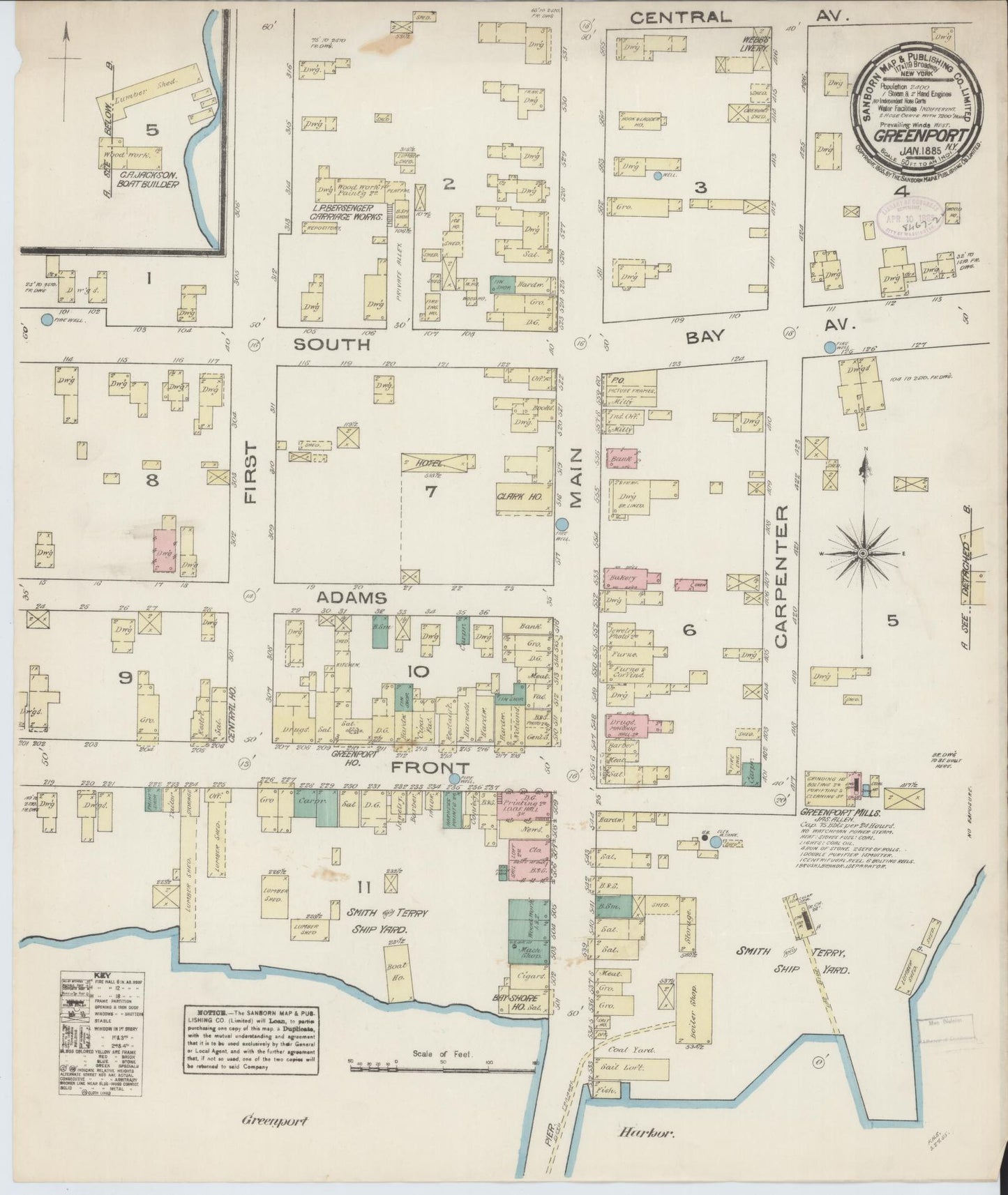 Sanborn Fire Insurance Map from Greenport, Suffolk County, New York. (1885) – Historic Sanborn Fire Insurance Map Print
