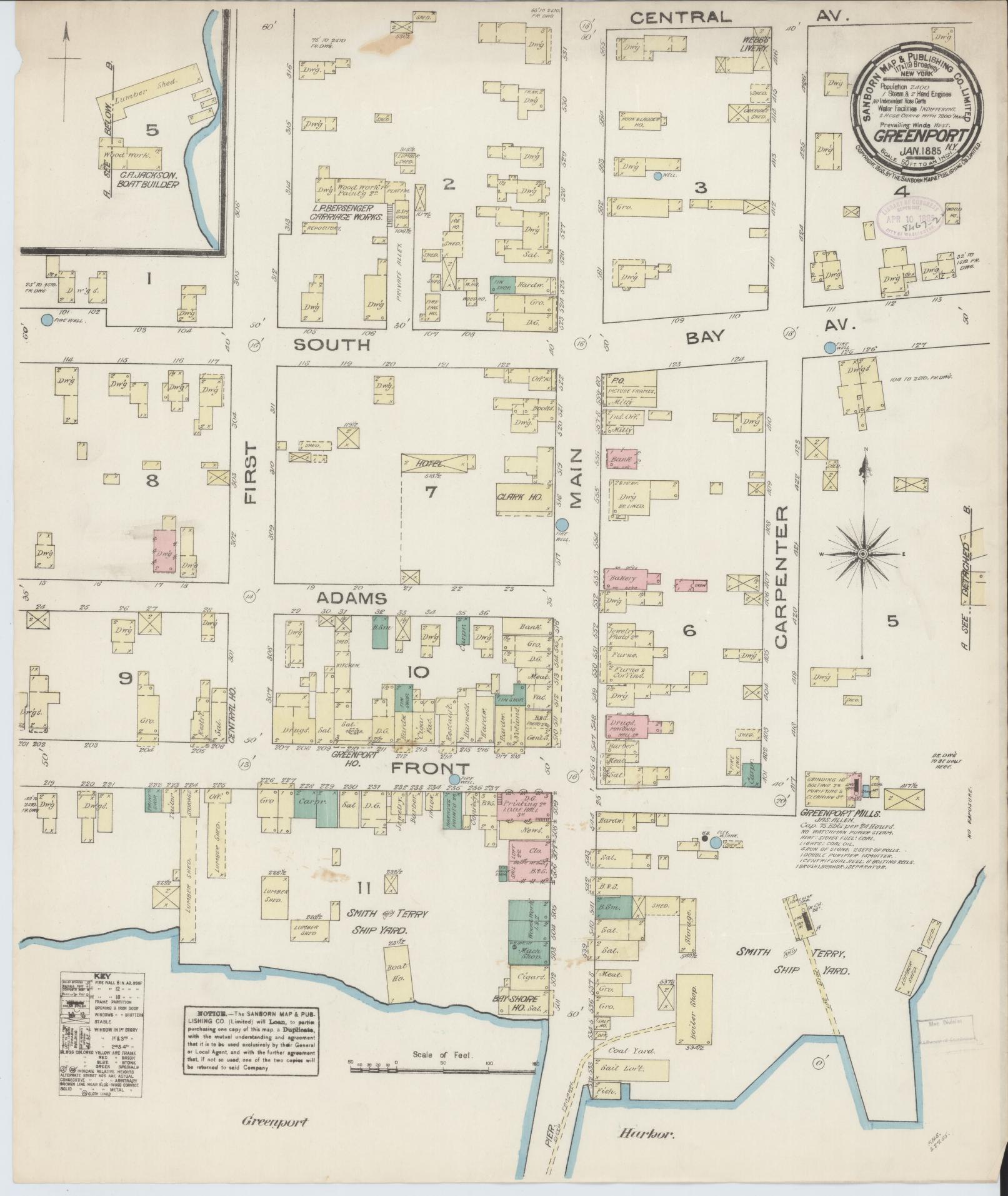Sanborn Fire Insurance Map from Greenport, Suffolk County, New York. (1885) – Historic Sanborn Fire Insurance Map Print