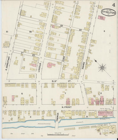 Sanborn Fire Insurance Map from Steelton, Dauphin County, Pennsylvania (1890), Sheet #0004 - Complete Map Set gallery image, historic Sanborn map, vintage wall art, Pennsylvania Pennsylvania