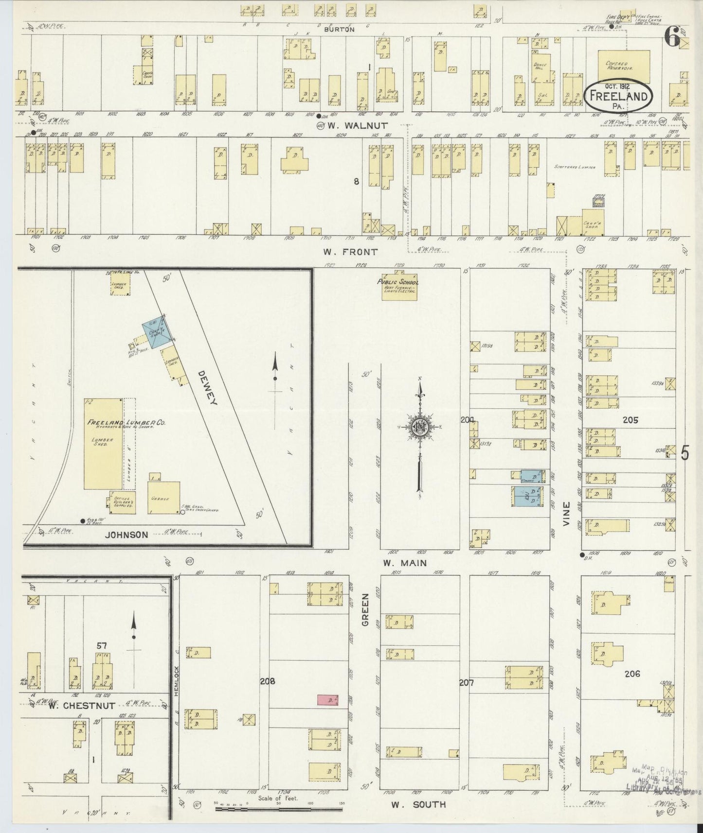Sanborn Fire Insurance Map from Freeland, Luzerne County, Pennsylvania (1912), Sheet #0006 - Historic Sanborn Fire Insurance Map Print, vintage old map wall art, antique decor, genealogy gift, Pennsylvania Pennsylvania map