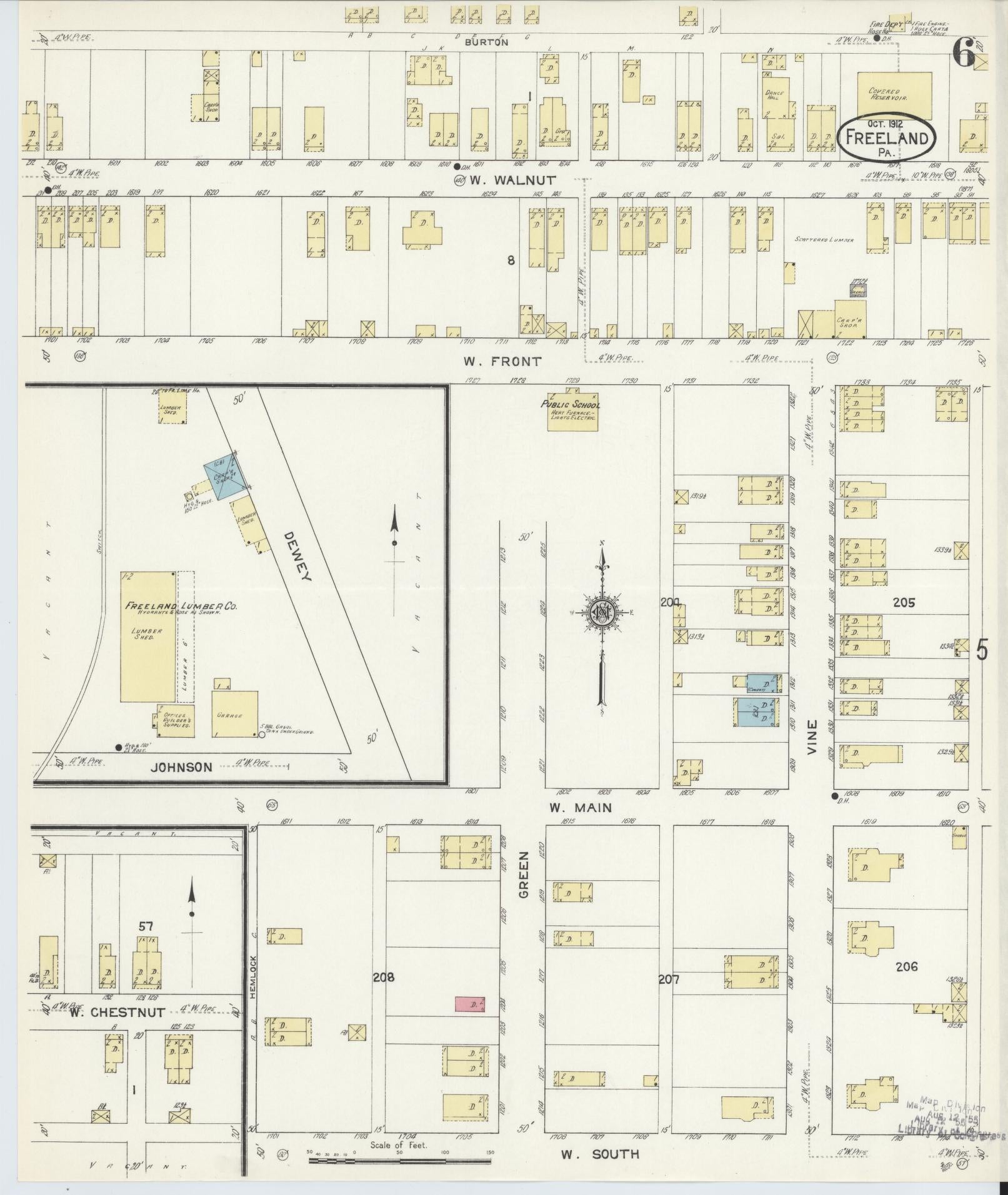Sanborn Fire Insurance Map from Freeland, Luzerne County, Pennsylvania (1912), Sheet #0006 - Historic Sanborn Fire Insurance Map Print, vintage old map wall art, antique decor, genealogy gift, Pennsylvania Pennsylvania map