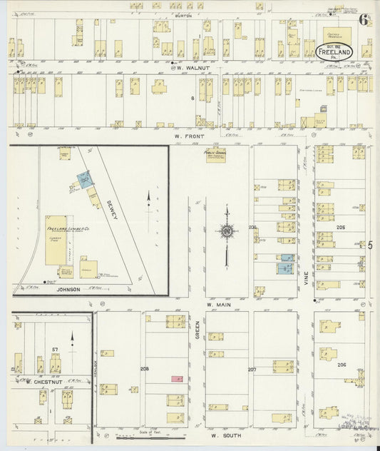 Sanborn Fire Insurance Map from Freeland, Luzerne County, Pennsylvania (1912), Sheet #0006 - Historic Sanborn Fire Insurance Map Print, vintage old map wall art, antique decor, genealogy gift, Pennsylvania Pennsylvania map
