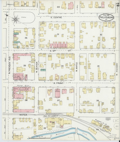 Sanborn Fire Insurance Map from Philipsburg, Centre County, Pennsylvania (1892), Sheet #0002 - Historic Sanborn Fire Insurance Map Print, vintage old map wall art, antique decor, genealogy gift, Pennsylvania Pennsylvania map