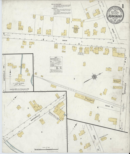 Sanborn Fire Insurance Map from Deansboro, Oneida County, New York (1912), Sheet #0001 - Complete Map Set gallery image, historic Sanborn map, vintage wall art, New York New York