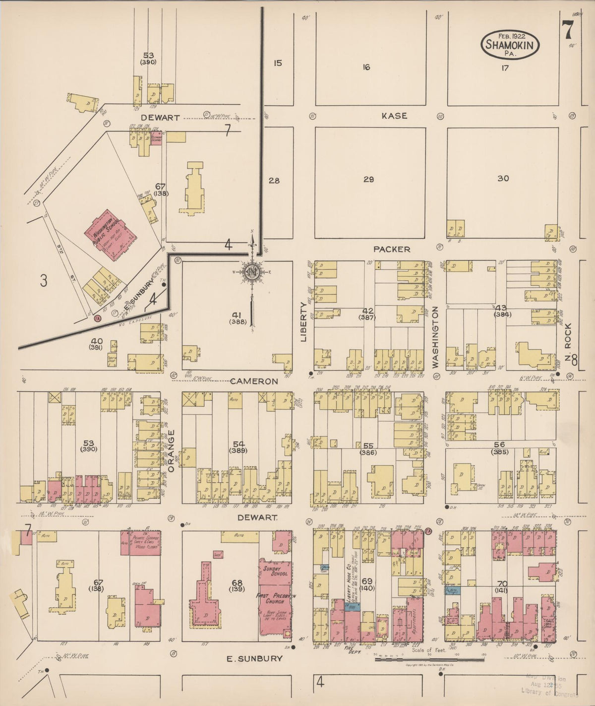 Sanborn Fire Insurance Map from Shamokin, Northumberland County, Pennsylvania (1922), Sheet #0007 - Historic Sanborn Fire Insurance Map Print, vintage old map wall art, antique decor, genealogy gift, Pennsylvania Pennsylvania map