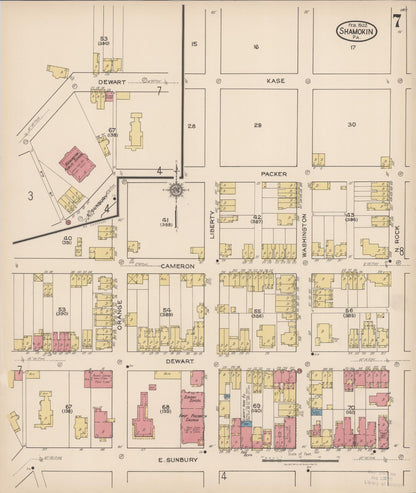 Sanborn Fire Insurance Map from Shamokin, Northumberland County, Pennsylvania (1922), Sheet #0007 - Historic Sanborn Fire Insurance Map Print, vintage old map wall art, antique decor, genealogy gift, Pennsylvania Pennsylvania map
