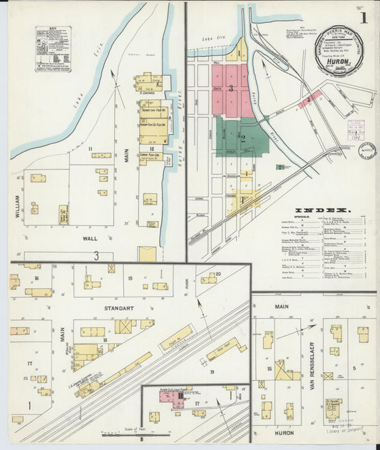 Sanborn Fire Insurance Map from Huron, Erie County, Ohio (1901), Sheet #0001 - Historic Sanborn Fire Insurance Map Print, vintage old map wall art, antique decor, genealogy gift, Ohio Ohio map