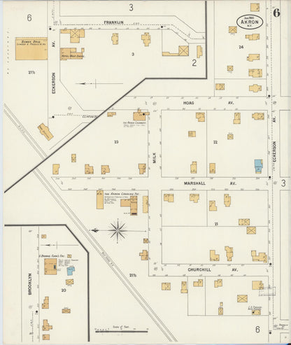 Sanborn Fire Insurance Map from Akron, Erie County, New York (1900), Sheet #0006 - Complete Map Set gallery image, historic Sanborn map, vintage wall art, New York New York