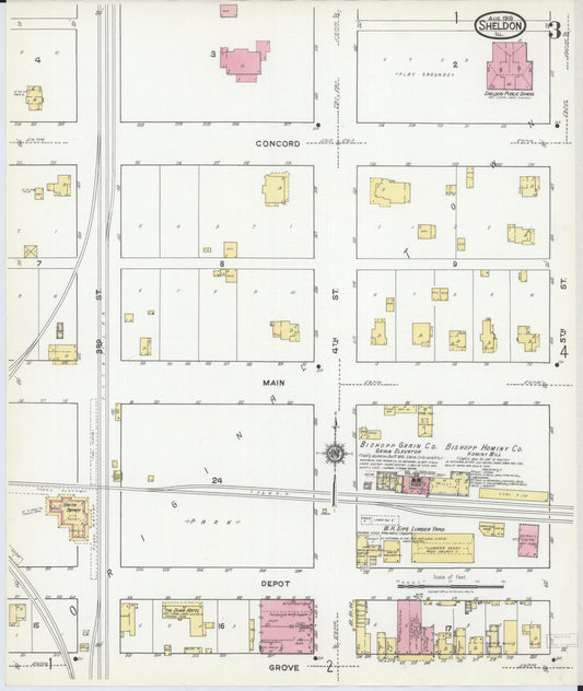 Sanborn Fire Insurance Map from Sheldon, Iroquois County, Illinois (1919), Sheet #0003 - Historic Sanborn Fire Insurance Map Print, vintage old map wall art, antique decor, genealogy gift, Illinois Illinois map
