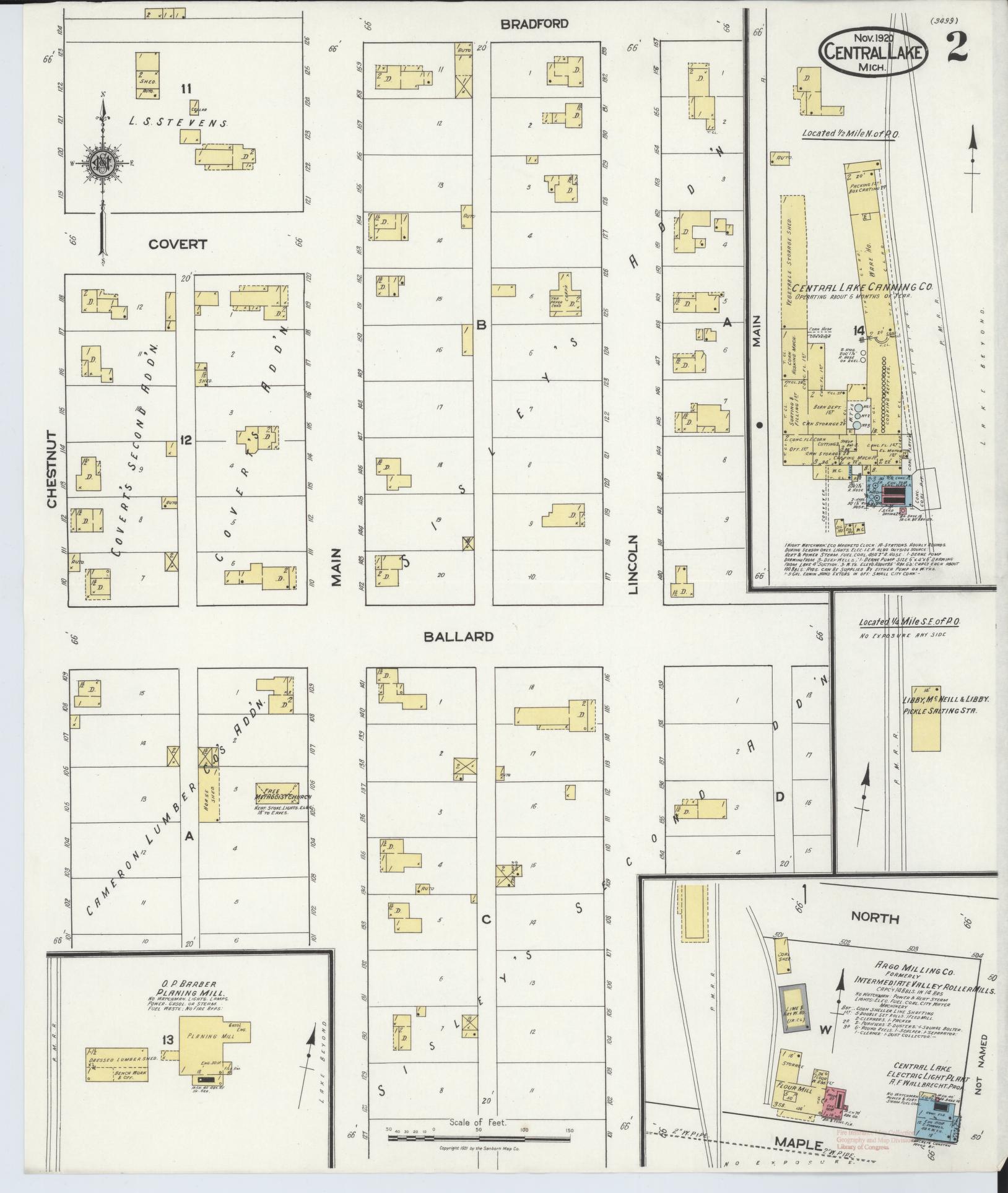Sanborn Fire Insurance Map from Central Lake, Antrim County, Michigan (1920), Sheet #0002 - Historic Sanborn Fire Insurance Map Print, vintage old map wall art, antique decor, genealogy gift, Michigan Michigan map