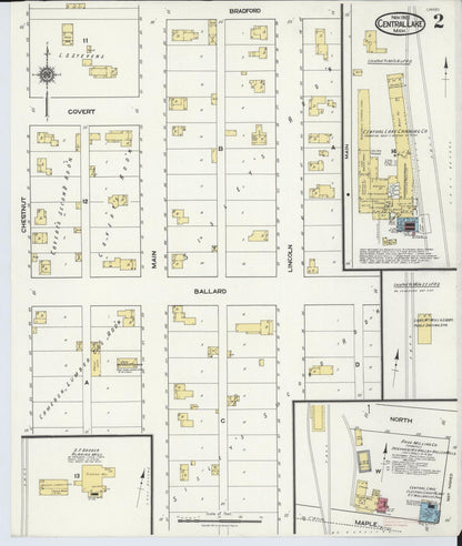 Sanborn Fire Insurance Map from Central Lake, Antrim County, Michigan (1920), Sheet #0002 - Historic Sanborn Fire Insurance Map Print, vintage old map wall art, antique decor, genealogy gift, Michigan Michigan map