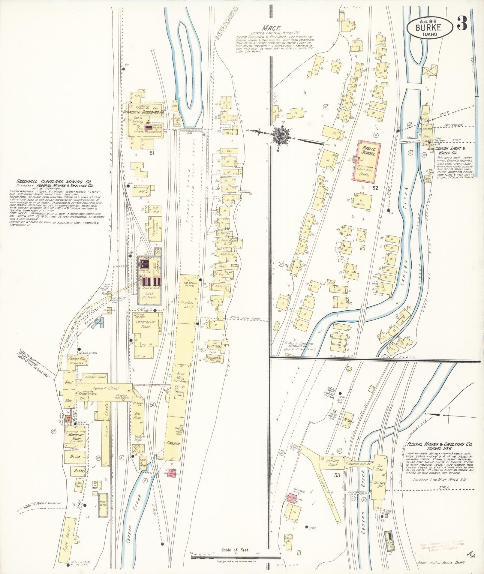 Sanborn Fire Insurance Map from Burke, Shoshone County, Idaho (1918), Sheet #0003 - Complete Map Set gallery image, historic Sanborn map, vintage wall art, Idaho Idaho