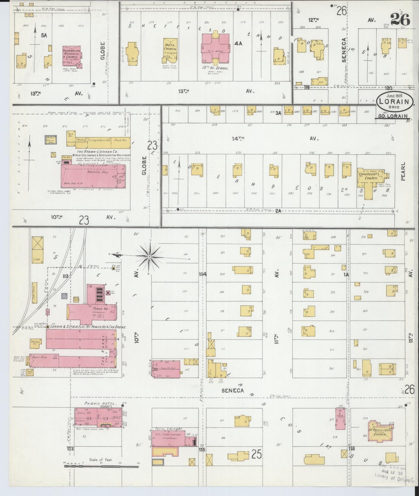Sanborn Fire Insurance Map from Lorain, Lorain County, Ohio (1905), Sheet #0026 - Historic Sanborn Fire Insurance Map Print, vintage old map wall art, antique decor, genealogy gift, Ohio Ohio map