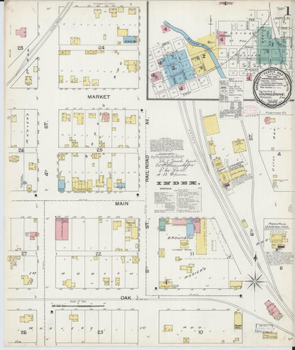 Sanborn Fire Insurance Map from Council Grove, Morris County, Kansas (1892), Sheet #0001 - Complete Map Set gallery image, historic Sanborn map, vintage wall art, Kansas Kansas