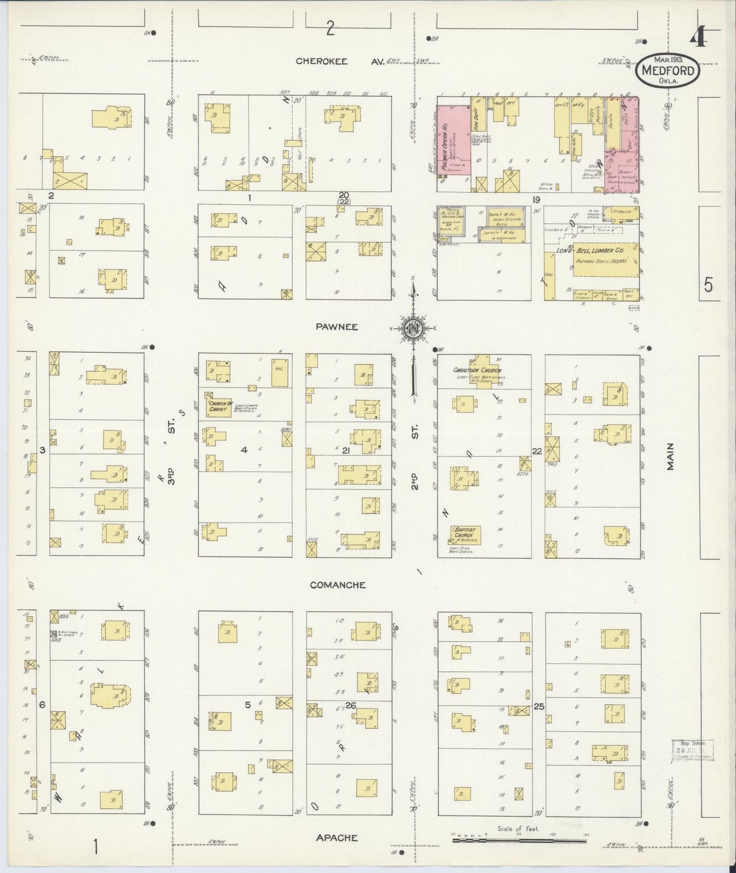 Sanborn Fire Insurance Map from Medford, Grant County, Oklahoma (1913), Sheet #0004 - Complete Map Set gallery image, historic Sanborn map, vintage wall art, Oklahoma Oklahoma