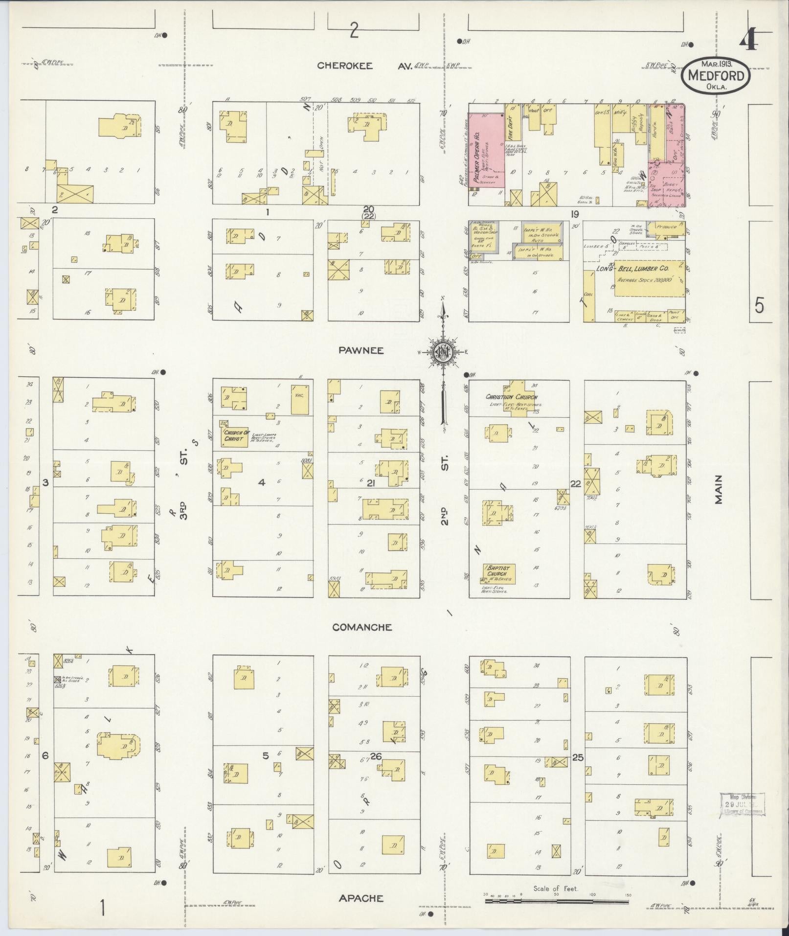 Sanborn Fire Insurance Map from Medford, Grant County, Oklahoma (1913), Sheet #0004 - Complete Map Set gallery image, historic Sanborn map, vintage wall art, Oklahoma Oklahoma