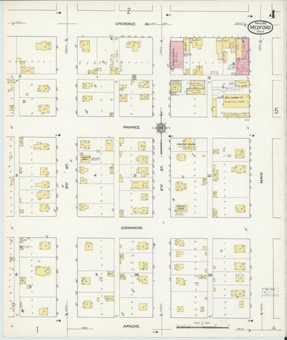 Sanborn Fire Insurance Map from Medford, Grant County, Oklahoma (1913), Sheet #0004 - Complete Map Set gallery image, historic Sanborn map, vintage wall art, Oklahoma Oklahoma