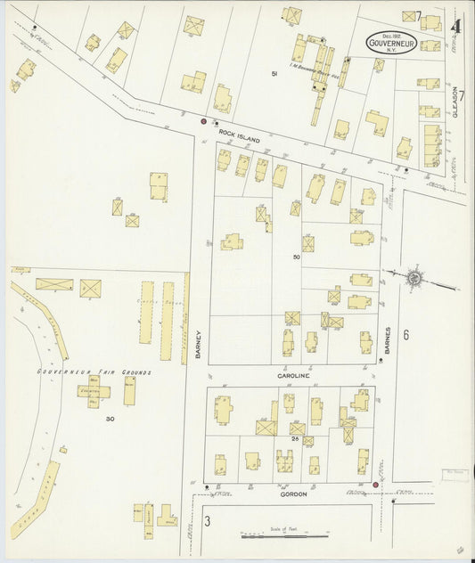 Sanborn Fire Insurance Map from Gouverneur, Saint Lawrence County, New York (1912), Sheet #0004 - Historic Sanborn Fire Insurance Map Print, vintage old map wall art, antique decor, genealogy gift, New York New York map