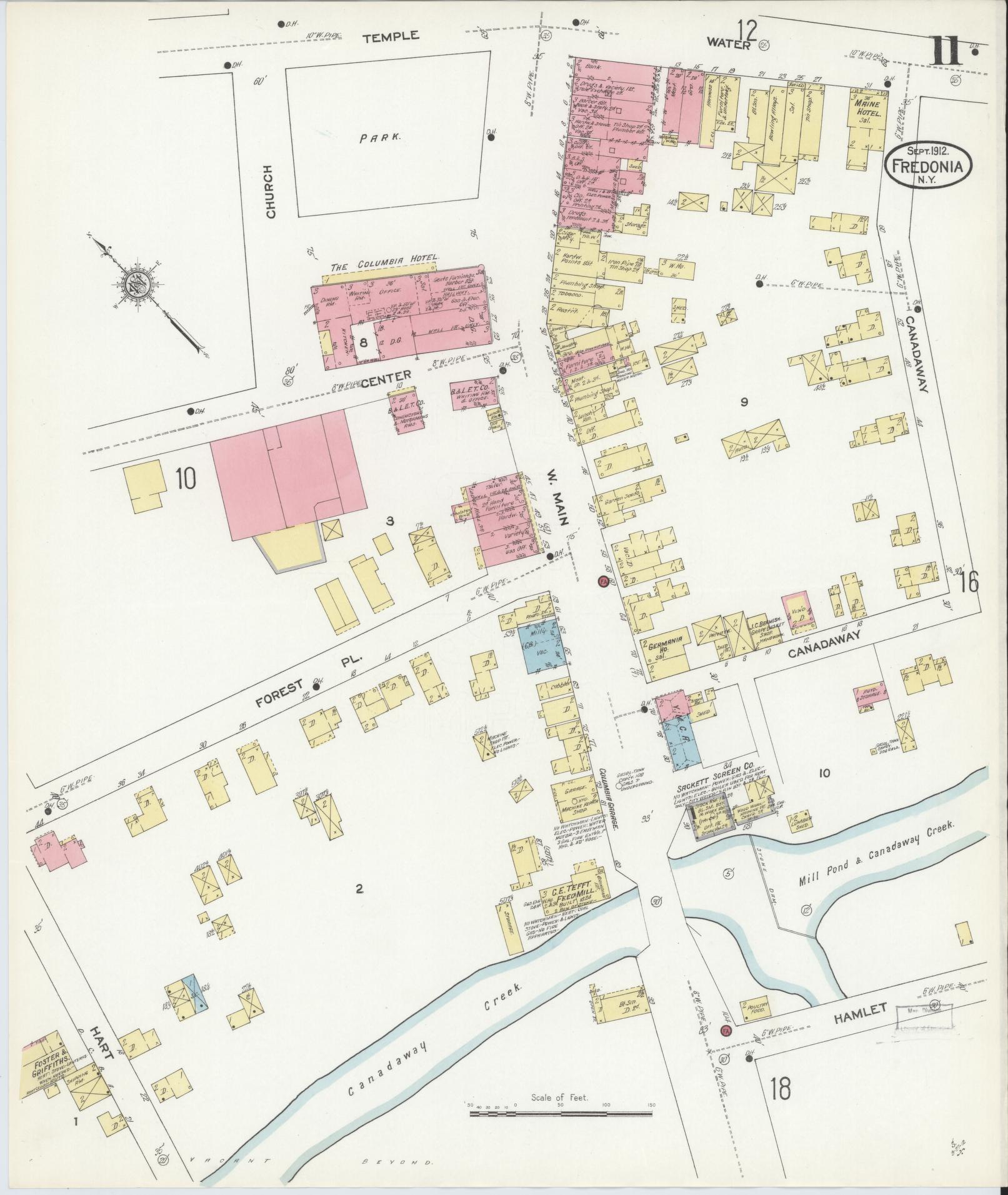 Sanborn Fire Insurance Map from Fredonia, Chautauqua County, New York (1912), Sheet #0011 - Historic Sanborn Fire Insurance Map Print, vintage old map wall art, antique decor, genealogy gift, New York New York map