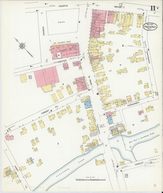 Sanborn Fire Insurance Map from Fredonia, Chautauqua County, New York (1912), Sheet #0011 - Historic Sanborn Fire Insurance Map Print, vintage old map wall art, antique decor, genealogy gift, New York New York map