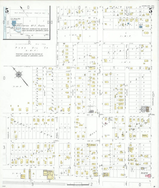 Sanborn Fire Insurance Map from Nederland, Jefferson County, Texas (1949), Sheet #0005 - Historic Sanborn Fire Insurance Map Print, vintage old map wall art, antique decor, genealogy gift, Texas Texas map