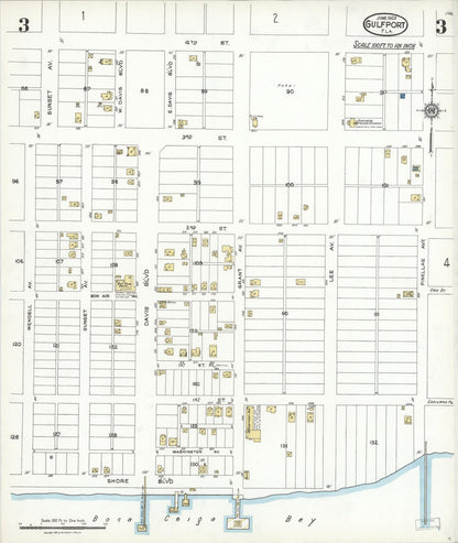 Sanborn Fire Insurance Map from Gulfport, Pinellas County, Florida (1923), Sheet #0003 - Complete Map Set gallery image, historic Sanborn map, vintage wall art, Florida Florida