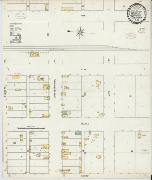 Sanborn Fire Insurance Map from Oologah, Rodgers County, Oklahoma (1898), Sheet #0001 - Historic Sanborn Fire Insurance Map Print, vintage old map wall art, antique decor, genealogy gift, Oklahoma Oklahoma map
