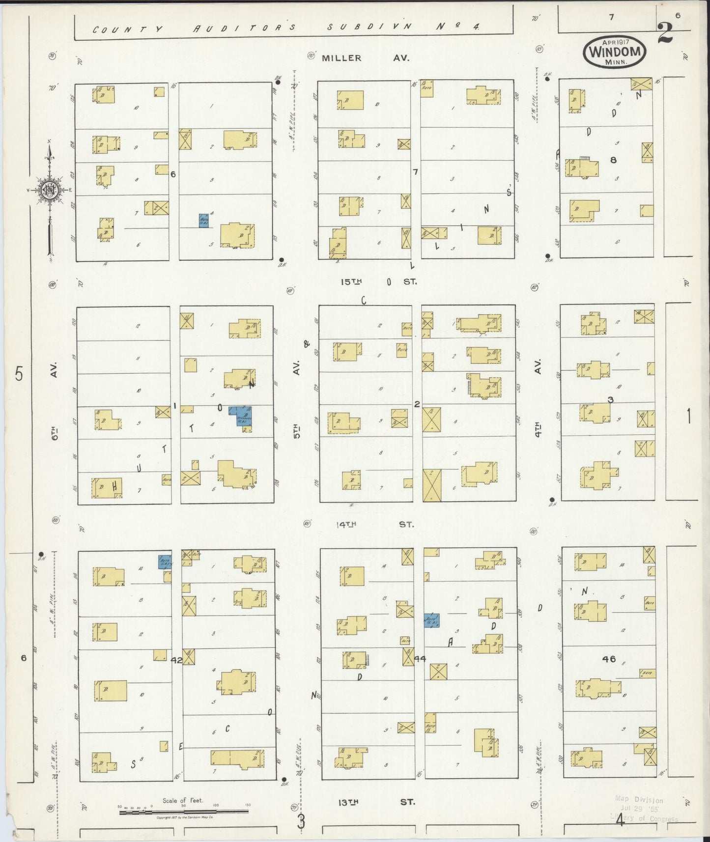 Sanborn Fire Insurance Map from Windom, Cottonwood County, Minnesota (1917), Sheet #0002 - Complete Map Set gallery image, historic Sanborn map, vintage wall art, Minnesota Minnesota