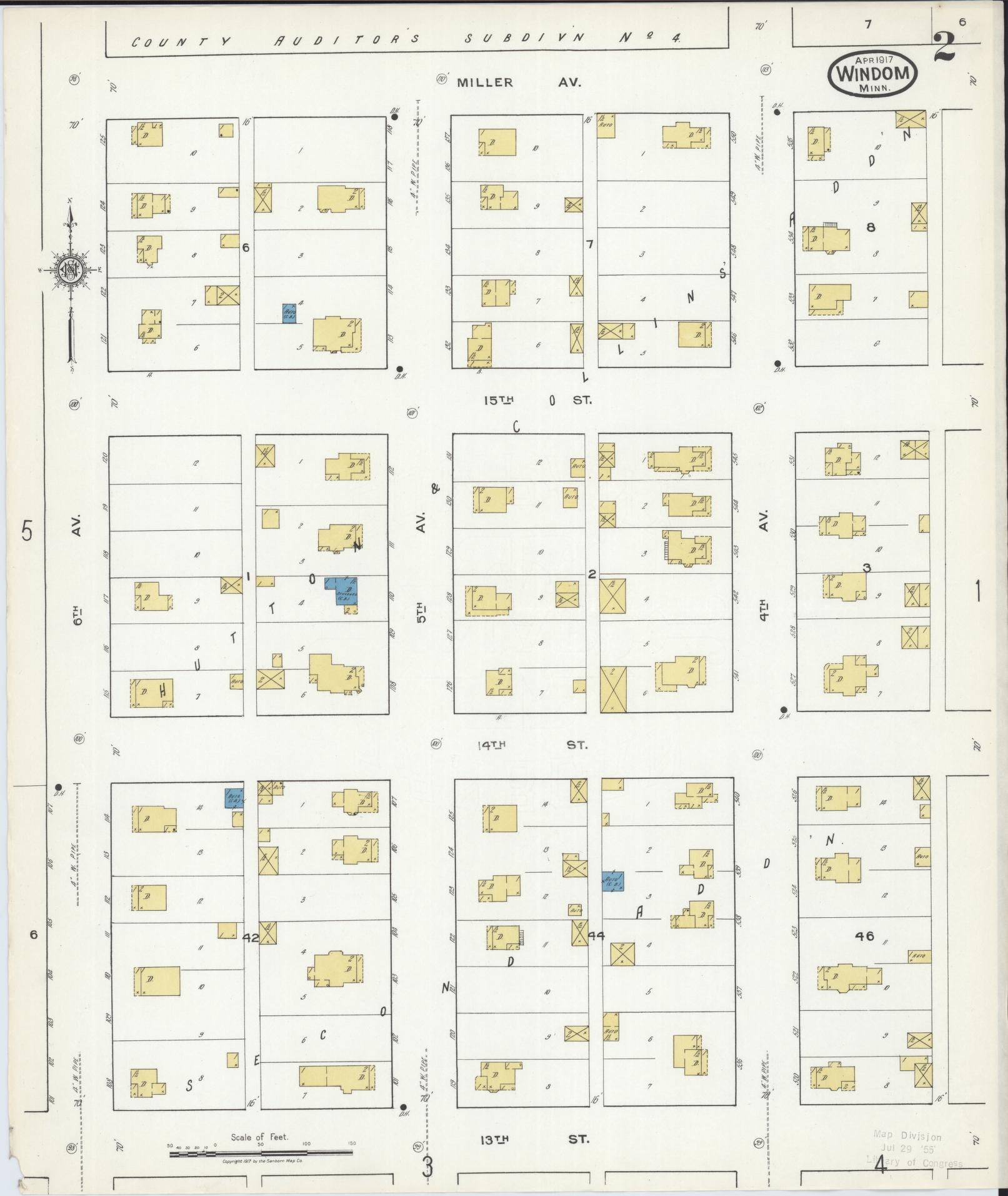 Sanborn Fire Insurance Map from Windom, Cottonwood County, Minnesota (1917), Sheet #0002 - Complete Map Set gallery image, historic Sanborn map, vintage wall art, Minnesota Minnesota