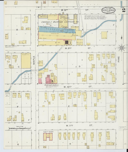 Sanborn Fire Insurance Map from Holland, Ottawa County, Michigan (1893), Sheet #0002 - Complete Map Set gallery image, historic Sanborn map, vintage wall art, Michigan Michigan