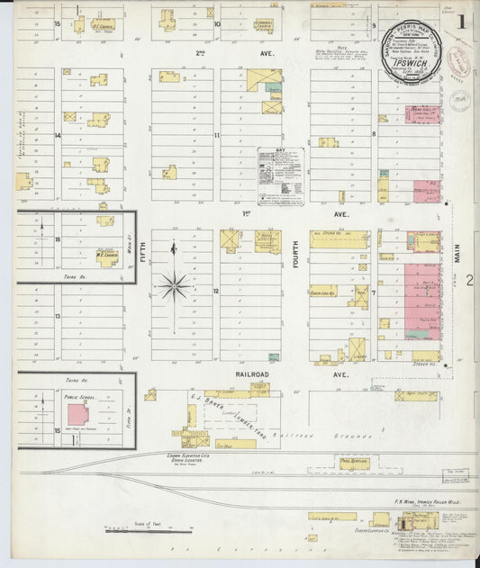 Sanborn Fire Insurance Map from Ipswich, Edmunds County, South Dakota (1899), Sheet #0001 - Historic Sanborn Fire Insurance Map Print, vintage old map wall art, antique decor, genealogy gift, South Dakota South Dakota map