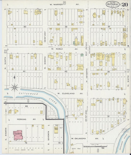 Sanborn Fire Insurance Map from Guthrie, Logan County, Oklahoma (1895), Sheet #0020 - Complete Map Set gallery image, historic Sanborn map, vintage wall art, Oklahoma Oklahoma